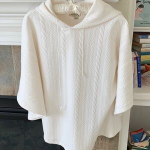 ONE WORLD Cream Hooded Poncho